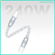 WU Fast Speed Type C Braided Data Cable Featuring Eight Cored Silver Plated Copper for Fast Data Tra