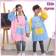 Kids Apron for Painting Waterproof Apron Long Sleeve with Big Pocket Apron for Kids Cooking Baking