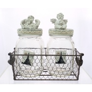ANGELS TOP JAR WITH WIRE BASKET S/2