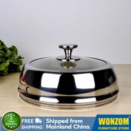 Wonzom Heightened Visual Stainless Steel Glass Pot Stand Wok  Arch Thickened Steamer Cover Concave F