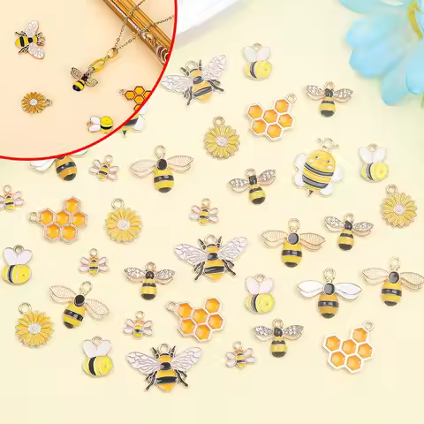 7/17/30pcs Bee Series Pendant,DIY Necklace,earring Jewelry Accessories,Valentine's Day,Mother's Day,