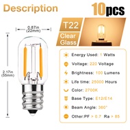 10 Packs E12 E14 Mini Led Edison Bulbs T22 1W 220V LED Filament Bulb Vintage Dimmable Warm White Lig