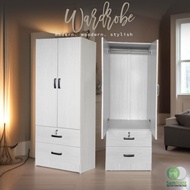 SAMPOINT | 2 Door 2 Drawer Wardrobe Mirror | Almari Baju 2 Pintu 2 Laci Cermin | Almari 2 pintu | Al