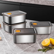 (Next Day Delivery) Stainless Steel Air Tight Food Container 600ML Locking Lid Fridge Organiser for 
