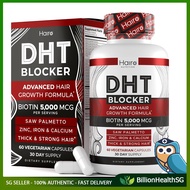 DHT Blocker Hair Growth Supplement - High Potency Biotin & Saw Palmetto for Hair Regrowth - Natural 