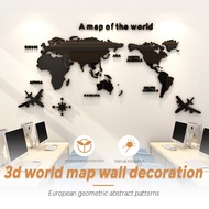 【Ready Stock】World Map Wall Sticker Acrylic 3D Solid Crystal World Map Wall Decoration Office Sticke