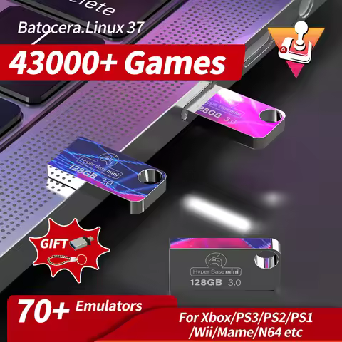Hyper Base MINI 128GB USB 3.0 Retro Game Disk Batocera 37 with 43000+ Games 70+ Emulators for Xbox/P
