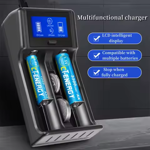 New 2032 2450 Rechargeable Battery Charger Compatible Charge Rechargable AA AAA 1.2V Ni-MH 3.7v Lith