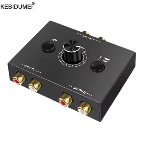 2 X 1/1 X 2 RCA Stereo Audio Bi-Directional Switcher With Mute Button Portable L / R Stereo Audio Sw