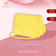 【HETIN】999.9 Pure Gold Handbag  Gold Pieces（0.3g）Valentine's Day Ornament—24K Gold Holiday Gifts