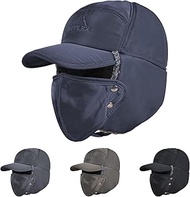 Russian Ushanka Trapper Hat, Elmer Fudd Hat with Ear Flap & Removable Mask for Men and Women, Thick 