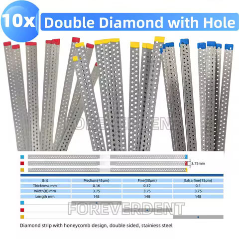 Dental Saw Diamond Polishing Strips Ortho IPR /Resin Sanding Finishing Strips Double With Holes