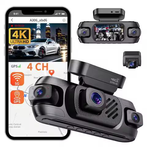 Dash Cam 4 Channel 360° 4K Built-in GPS Wifi Car DVR 4CH Front Left Right Rear 24H Parking Night Vis