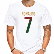 Men's Cristiano Ronaldo Portugal National Team#7 Soccer Jersey T-Shirt White 27B8