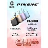 PINENG 10000mAh Built-in Dual Cables 22.5W Power Bank [PN-830PD] Output: 10V/2.25A (22.5W)