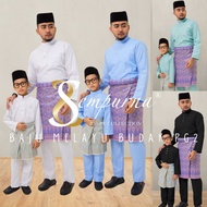 PG2 Brand Sempurna Baju Melayu Budak Sepasang Warna Black Blue Brown Pink Belacan Modern Slim Fit Co