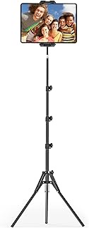 NaKeLuLu iPad Tripod, 63 to 175cm in Height Adjustable Tablet Floor Stand with 360° Rotatable Tripod
