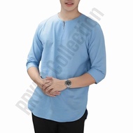 Islamode- Baju Koko Polos Pria Dewasa Lengan 3/4 Tanpa Kerah Size S - XXXL Baju Muslim Kasual Formal