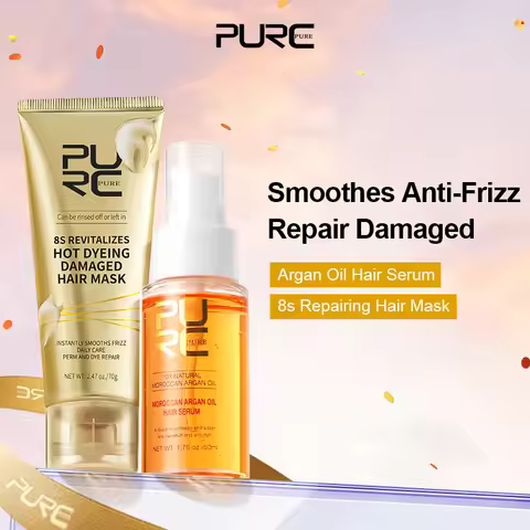 PURC Morocco Argan Oil & 8 Seconds Repairing Hair Mask Sets Smoothing Straightenig Repair Damaged Ke