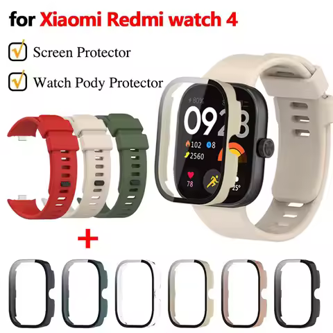 9D Glass Case Strap For Redmi Watch 4 PC Hard Cover Screen Protector Watchband Bracelet for Xiaomi R