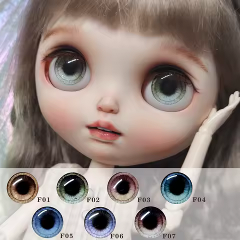 BJD Blythe handmade eye chips Magnetic base glass eye patch film real life style