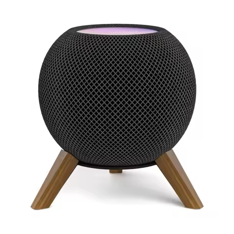 Wood Stand for Homepod Mini, Wooden Holder Tripod with Metal Frame,Safe Stable Mount&Anti-Slip Silic