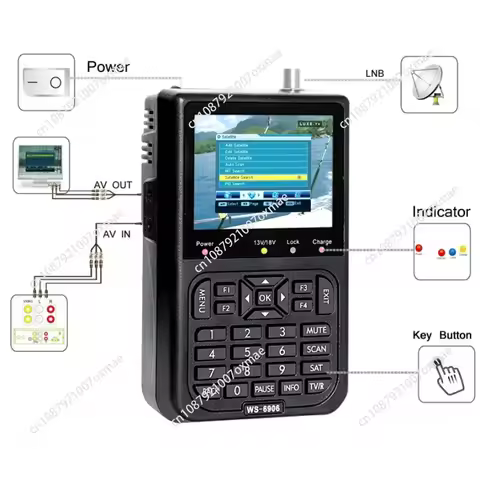 WS6906 Satellite TV Finder 3.5inch Portable LCD High Clarity Display Data Digital Satellite Signal F