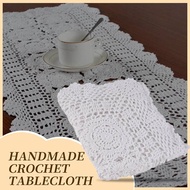 Cotton Handmade Crochet Lace Table Runner White Rectangle Coffee Table Dresser Decor