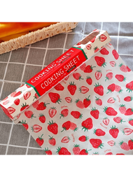 草莓圖案家用盒裝烘焙蠟紙,三明治包裝紙,空氣炸鍋用紙