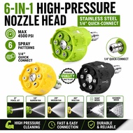 6in1 Pressure Washer Nozzle Multifunctional 1/4Inch Change-Over Nozzle Connect