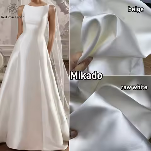 Beige beige ivory Mikado wedding dress satin fabric stiff satin fabric DIY wedding dress thick satin