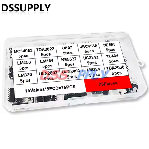 75PCS/LOT Integrated Circuit IC DIP Kit Box LM358P LM386 LM339 ULN2003 NE555P NE555 MC34063 TL494 UL
