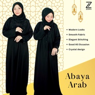 ELEGANT LONG MUSLIMAH SAUDI DRESS ABAYA ARAB JUBAH BLACK BATU CRYSTAL ARAB FREE SIZE (S to 5XL)-abaya arab