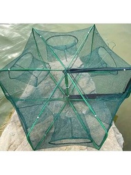 1件六角折疊蝦黃鱔龍蝦籠籠燈籠魚網漁網