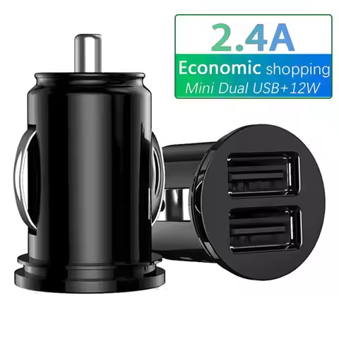 Dual USB Car Charger 5A Fast Charing 2 Port 12-24V Cigarette Socket Lighter Car USBC Charger for iPh