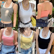 Mini shop (FY1841) New 2025 Tank Top With Additional Spaghetti Straps There Is A Water Fountain. Pas