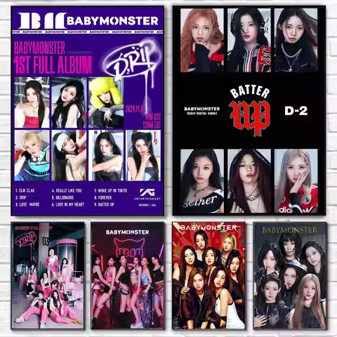 K-KPOP BABYMONSTER Poster HD Art Decorative Wall Art Waterproof Home Décor for Living Room Bedroom C