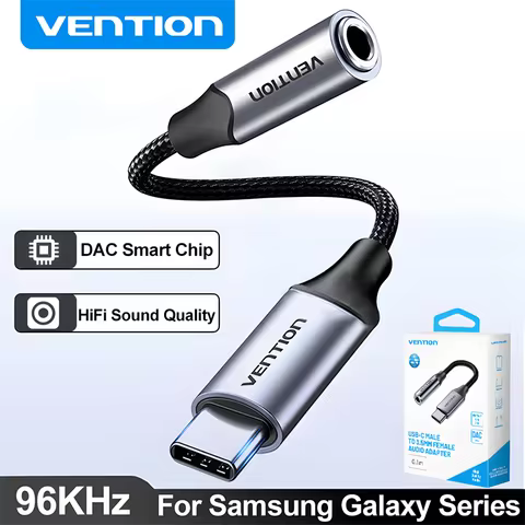 Vention Latest DAC USB Type C to 3.5mm Audio Jack Headphone Adapter USB C to 3.5mm Splitter for Sams