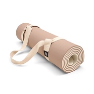 【QMAT】10mm瑜珈墊(附2和1瑜珈繩揹帶+拉鍊袋)/ 香草拿鐵