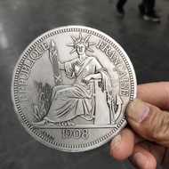A Silver Dollar Silver Coin Collection Antique Silver-Plated Sitting Ocean 100 Yuan 1908 Large Silve