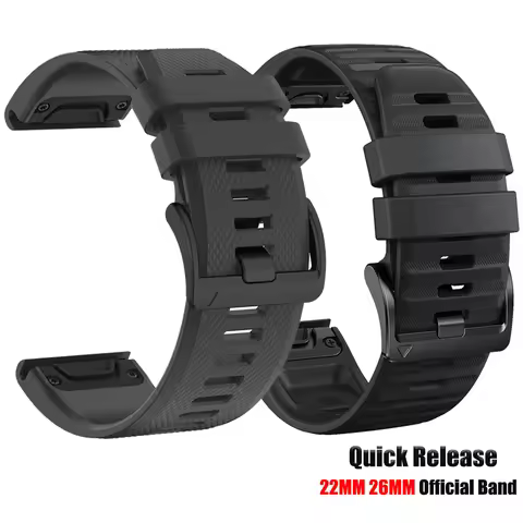 QuickFit 26 22mm Silicone Strap For Garmin Fenix 8 Pro 51mm AMOLED Fenix8 47mm 7 7X Pro Solar 6 6X 5