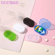 NORMAN Mini Pill Box, Three Compartments Transparent Small Medicine Box, Pill Organizer Medicine Box Moisture-proof Portable Convenient Travel Medicine Organizer Pill Box