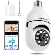 2K/3MP Light Bulb Security Camera, 5G& 2.4GHz WiFi Alexa E27 360° Light Socket Camera for Outdoor, W