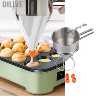 Dilwe Stainless Steel Pancake Batter Dispenser  1200ml Metal Funnel Cake with Stand & 4 Silicone Mou
