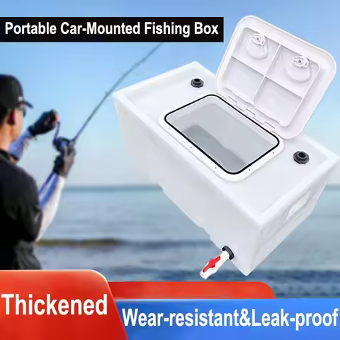 Car Mounted Water Bucket, 40/60/70L Trunk of Trolley Horizontal Clamshell Fish Box, Portable Durable