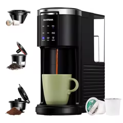 3 in 1 Single Serve Coffee Machine for Home and Office Use: Compatible with K Cups Ground Coffee and