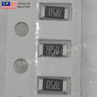 10PCS Taiwan-Grade 7.5R ±1%, 1206 SMD Resistor (7R50)