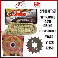 Y15ZR Y16ZR FZ150 STT 428 KLO ORING ERO CHAIN RANTAI GOLD EMAS SPROCKET SPOCKET SPOKET SPROKET Y15 Y