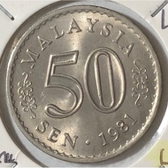 ( Syiling ) 50 Sen 1981 ( UNC ) Malaysia Parliament House