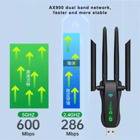 AX900 WiFi6 WiFi USB Adapter Bluetooth 5.4 Dual Band ax900 4 Antenna Dongle USB Wireless Card Receiv